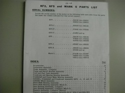 PARTS MANUAL - KF3, KF5, MARK 5 (DOWNLOAD ONLY)